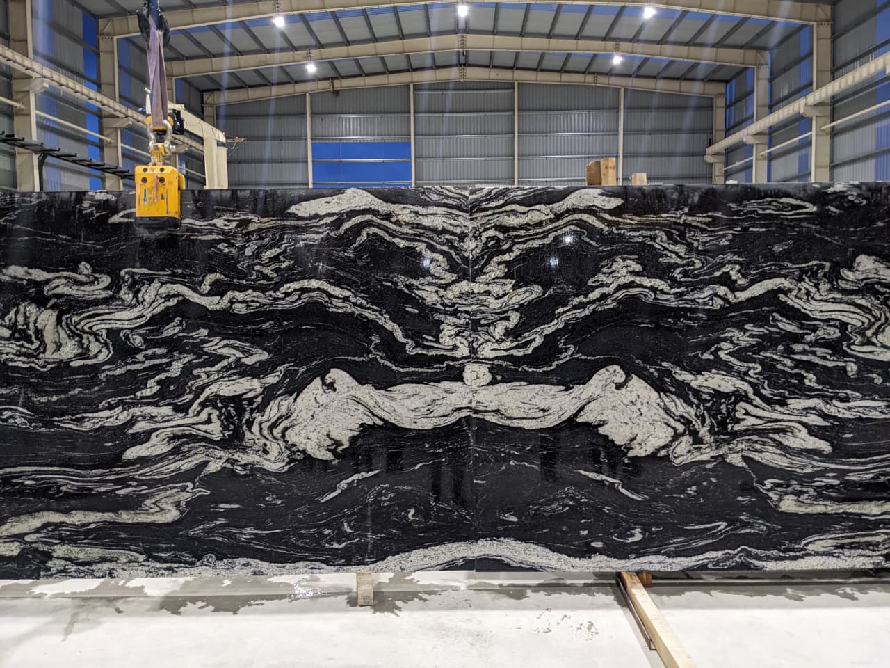 Book-matched granite installation